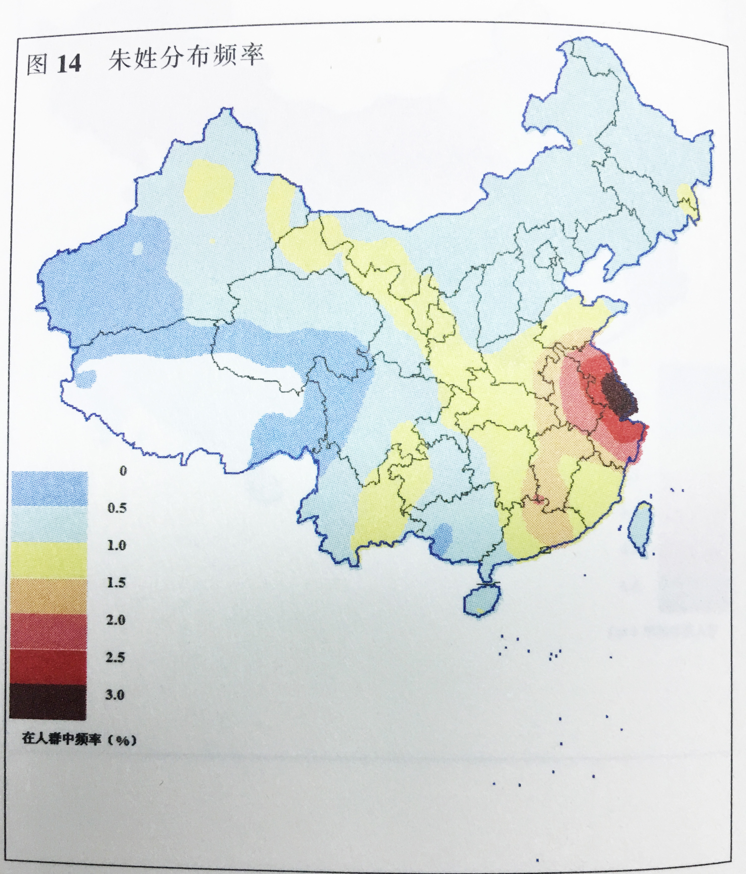 朱姓分布图如下